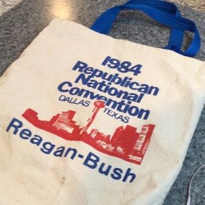 1984 Regan -Bush Republican convention canvas tote bag. Dallas, Texas